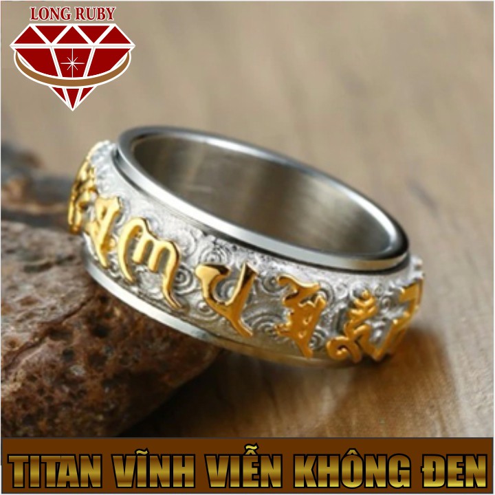 NHẪN BÁT NHÃ TÂM KINH TITAN TRẮNG CHỮ VÀNG