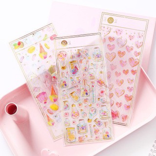 Sticker gấu trúc cute S3 sticker thuỷ tinh viền vàng cute dễ thương không thấm nước