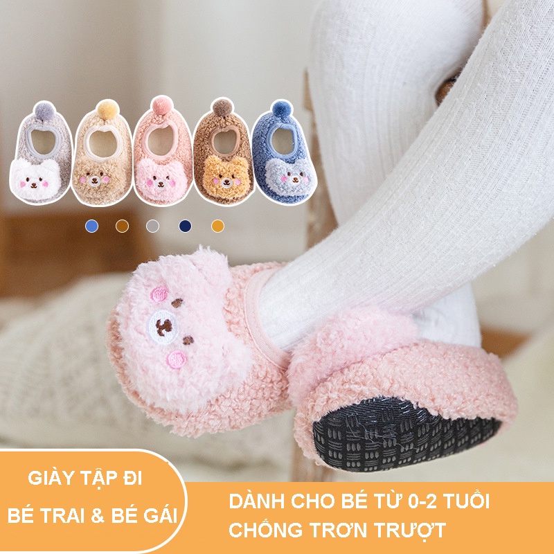 Giày Tập Đi Cho Bé Gái Bé Trai Từ 0 Đến 2 Tuổi Đế Mềm Chống Trơn Trượt Giày Bún Tập Đi Phong Cách Hàn Quốc G59