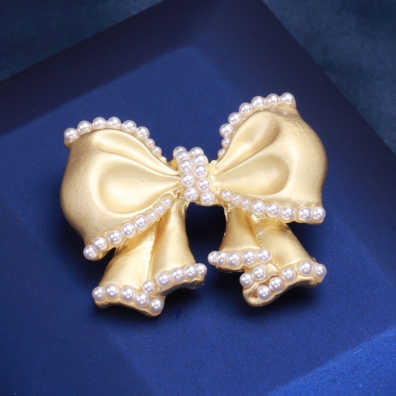Ghim Cài Áo Hình Nơ Đính Ngọc Trai Nhân Tạo Phong Cách Mới