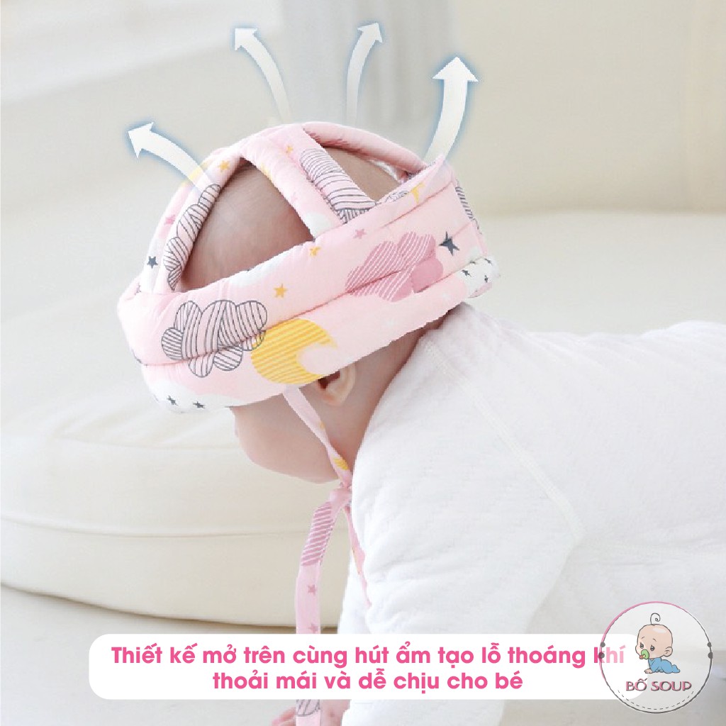 Mũ bảo vệ đầu cho bé tập đi, mũ cho bé tập ngồi dùng cho trẻ từ 5-36 tháng tuổi Shop Bố Soup