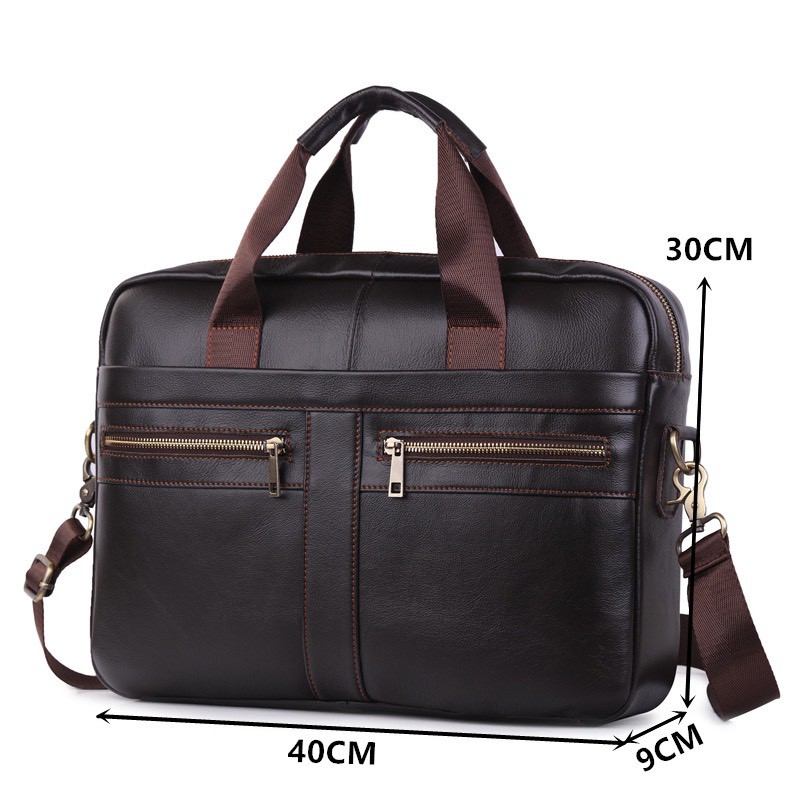 Túi xách cặp da bò đựng laptop 14 inch công sở T13   - ĐIỆN MÁY PICO