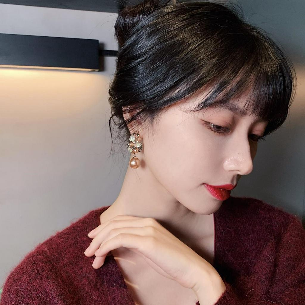 Đôi bông tai hợp kim đính hạt ngọc xinh xắn thời trang