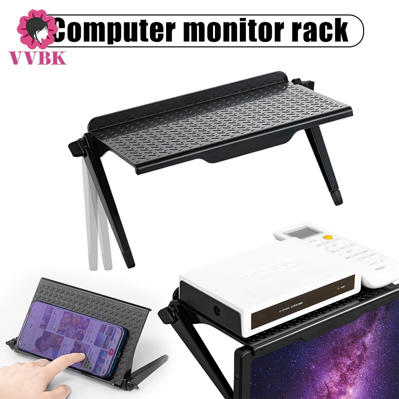 VVBK Computer Monitor Rack Foldable Shelf TV Box Router Shelf Set-top Box Bracket Holder Mini PC DVD Player Stand Rack @VN