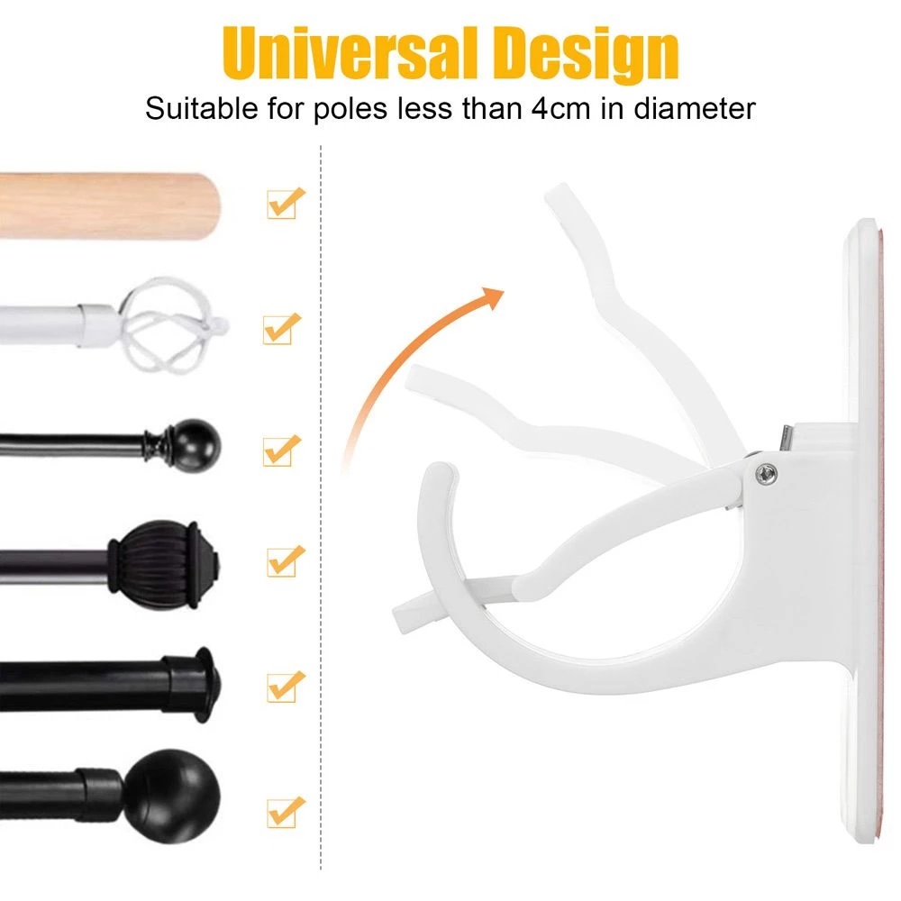 Set 2 Móc Treo Thanh Rèm Cửa Tự Dính Không Cần Khoan Có Thể Điều Chỉnh