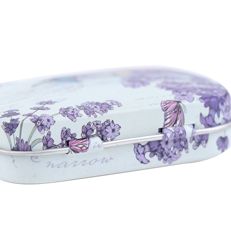 Hộp Thiếc Đựng Trang Sức / Tiền Xu / Kẹo Hoa Oải Hương Mini
