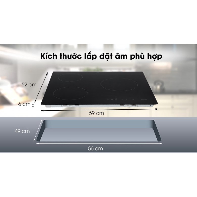[HÀNG CHÍNH HÃNG]Bếp từ 3 vùng nấu lắp âm Electrolux E6203IOK