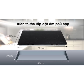 Bếp từ 3 vùng nấu lắp âm electrolux e6203iok