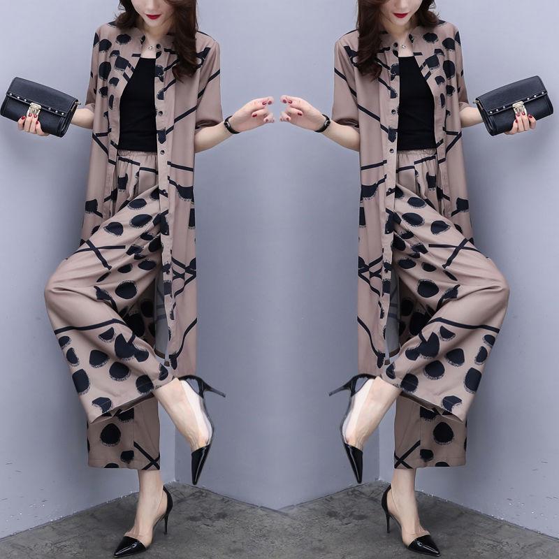 Set Áo Khoác Cardigan + Quần Ống Rộng Chất Liệu Chiffon Cao Cấp Thời Trang Cho Nữ