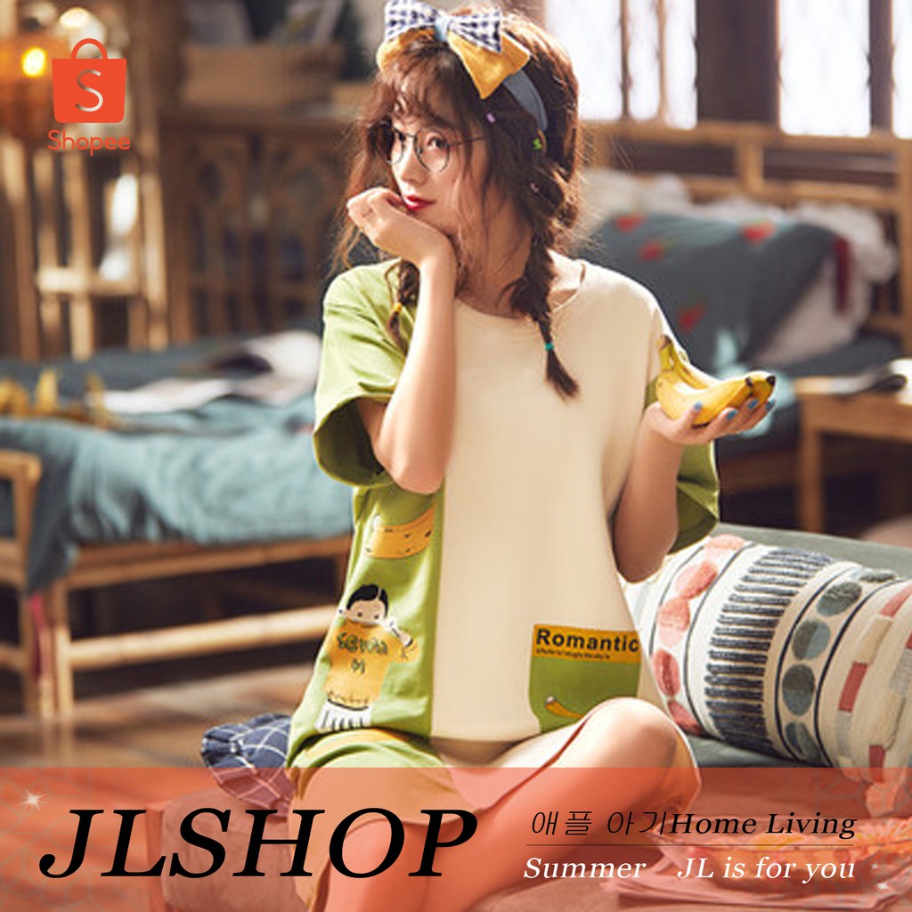 Bộ Đồ Ngủ Cotton Tay Ngắn Kiểu Hoạt Hình Xinh Xắn Cho Cặp Đôi 05 | BigBuy360 - bigbuy360.vn