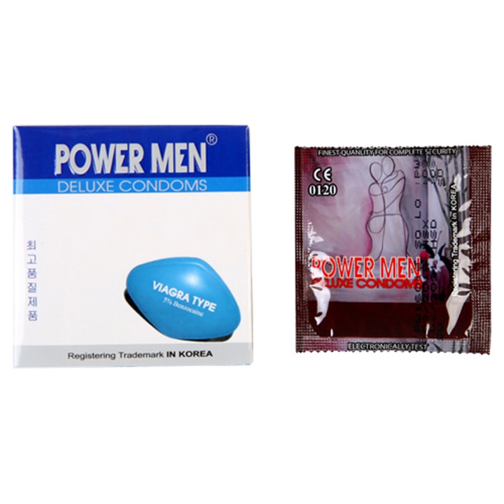 Bao cao su Power Men Viagra Type trơn siêu mỏng tăng thời gian quan hệ (hộp 3c)