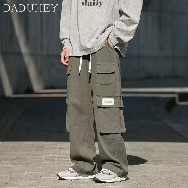 DaDuHey Men's 2022 New Ins Fashion Trendy Pants Straight Casual Pants American Retro High Street Overalls