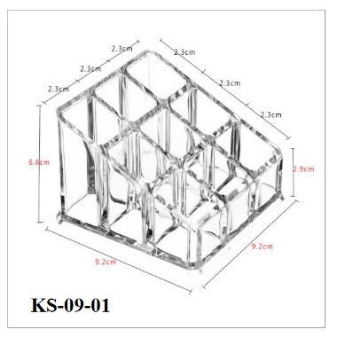 LOẠI DÀY- Khay Đựng Son 9 Ô Nhựa Mica Trong Suốt Giá Rẻ Cao Cấp