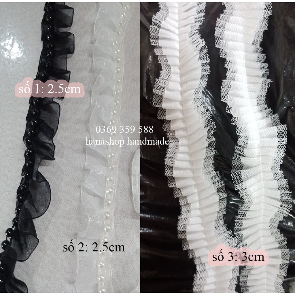 Ren Bèo Nhún Làm Cổ Áo,  Trang Trí Áo Váy, Ren Bèo Nhún May Sẵn Nhiều Loại