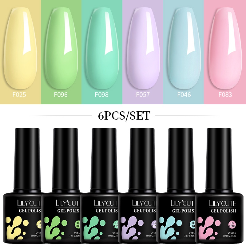BORN PRETTY Set 6 Lọ Gel Sơn Móng Tay Màu Macaron Xinh Xắn 7ml