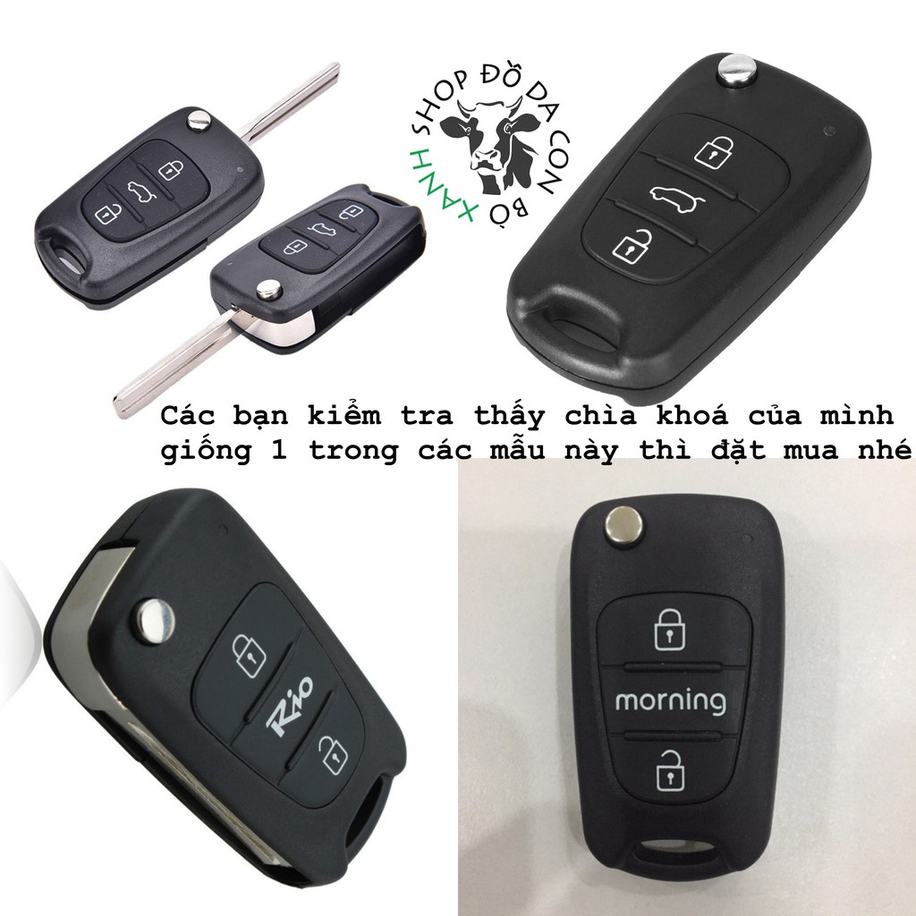 [Màu đỏ] Bao Da Chìa Khoá Kia Morning, Caren, Forte, Sorento, Rio, Sportage handmade Da Thật 001