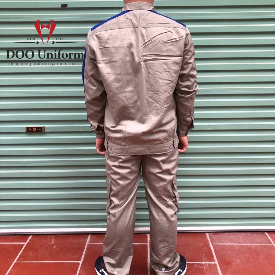 [DOO SAFETY] Bộ đồ bảo hộ lao động, Ghi đậm phối xanh - B20