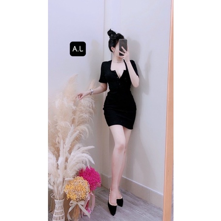 [ 𝐅𝐑𝐄𝐄 𝐒𝐇𝐈𝐏 ] Đầm Body Len Xốp Dáng Ngắn Cúc Ngực siêu hot Chất len xốp QC mềm đẹp Hàng may kỹ  Lên chuẩn form mẫu