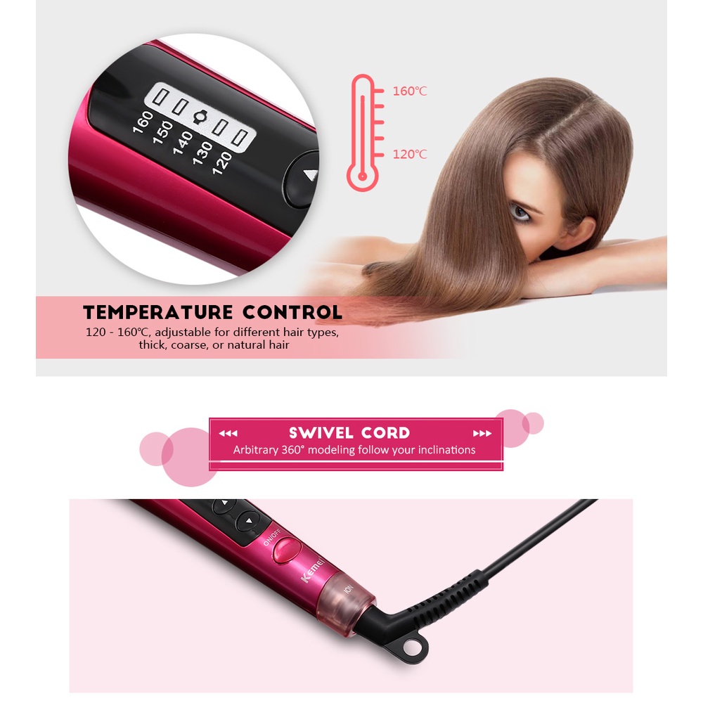 Máy duỗi/uốn tóc 2 trong 1 Kemei 8833 chất lượng cao