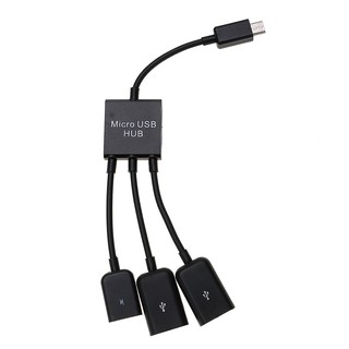 Bộ chuyển đổi micro usb sang 2 cổng usb 2.0 kèm 1 cổng micro usb otg màu đen