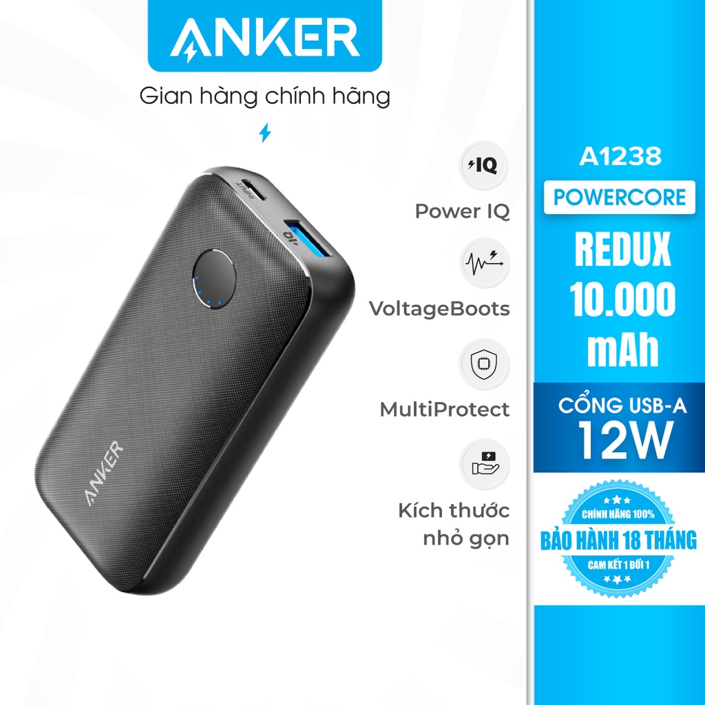 [Mã ELMALL150 giảm 8% đơn 500K] Pin sạc dự phòng ANKER PowerCore Redux 10000mAh - A1238