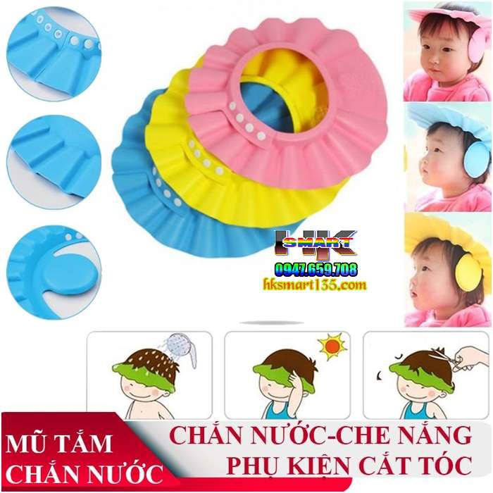 Mũ gội đầu, tắm an toàn cho bé - mũ đội đầu chống thấm