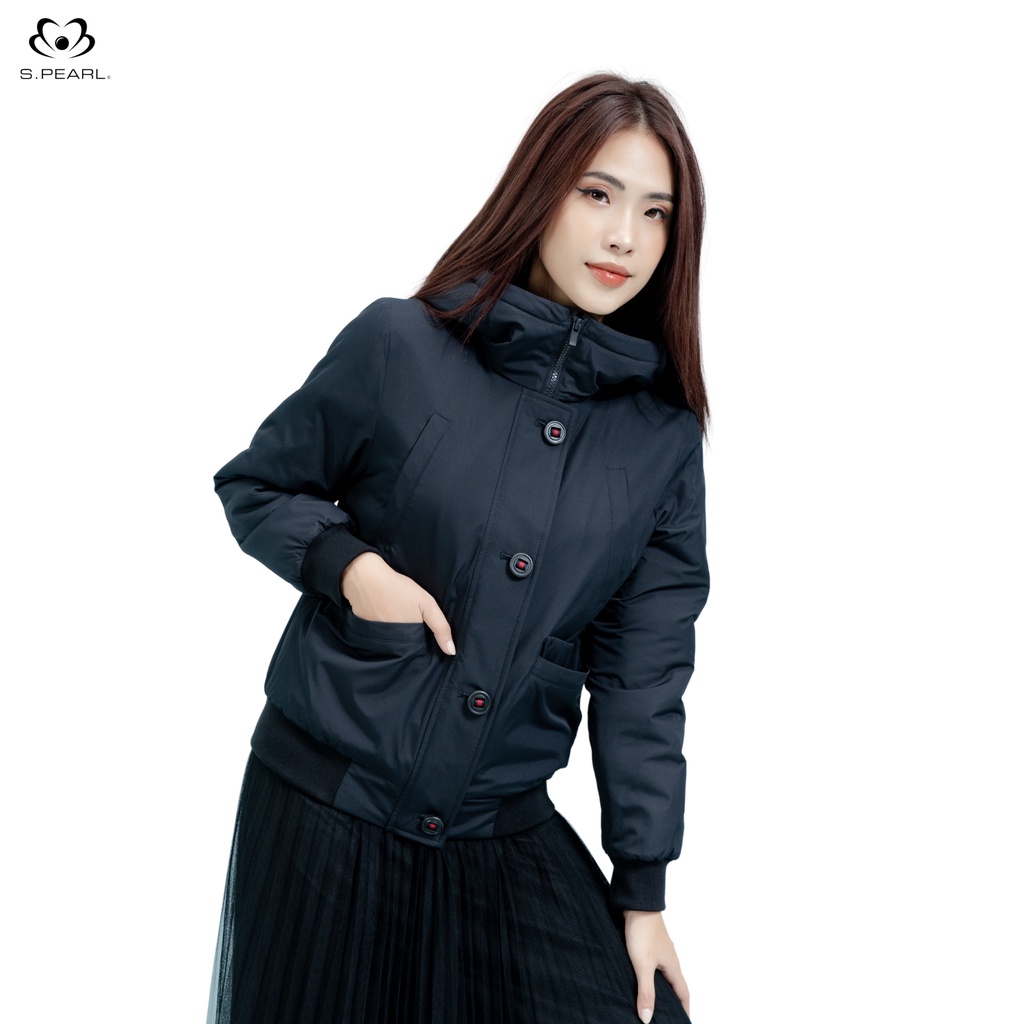Áo khoác Jacket SPEARL nữ 3 lớp dáng ngắn có mũ 215JW001