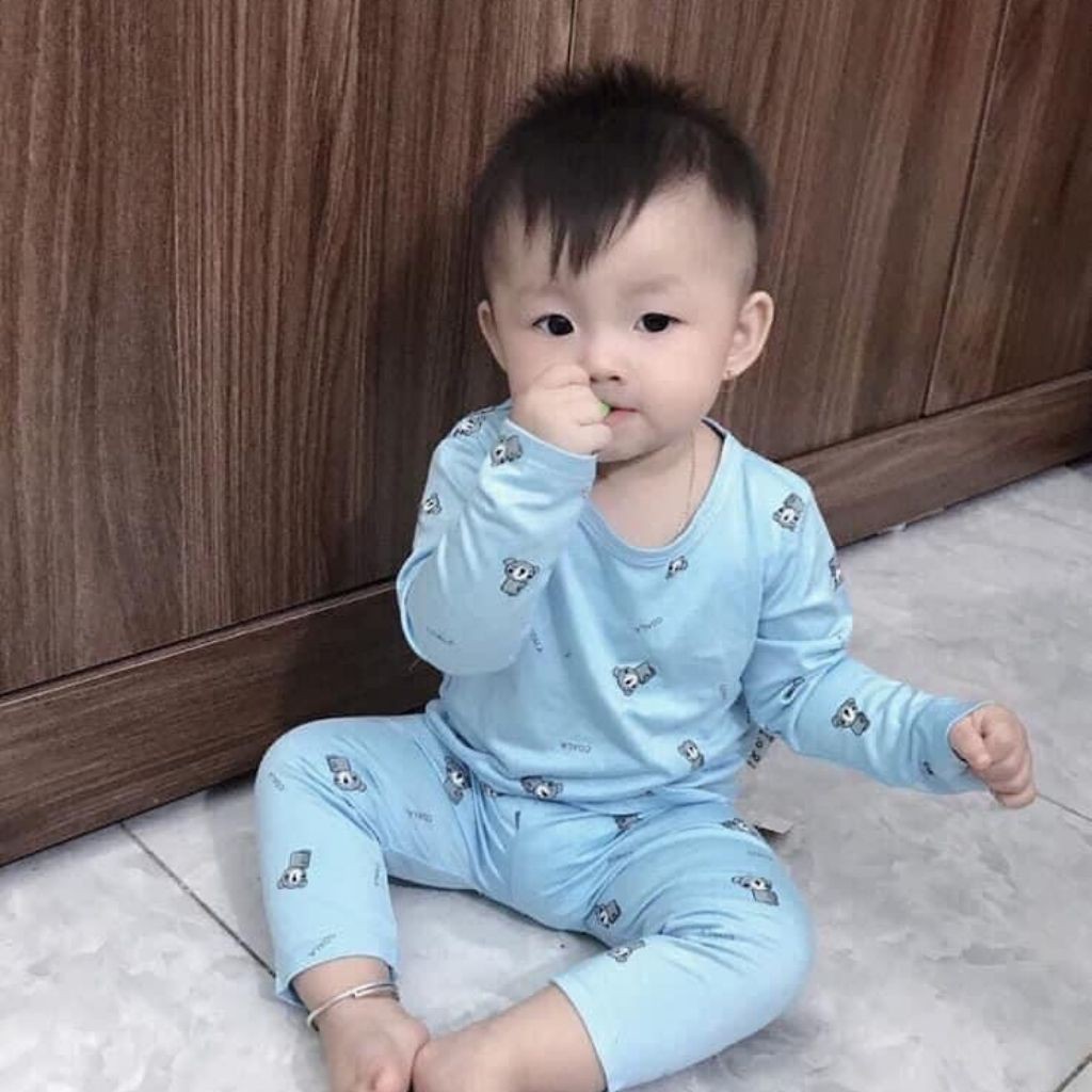 Bộ Minky Mom Dài Tay Cho Bé🐼Họa Tiết Gấu Panda🐼Dành Cho Bé trai bé gái từ 5-17kg thun lạnh 100%,giao ngay