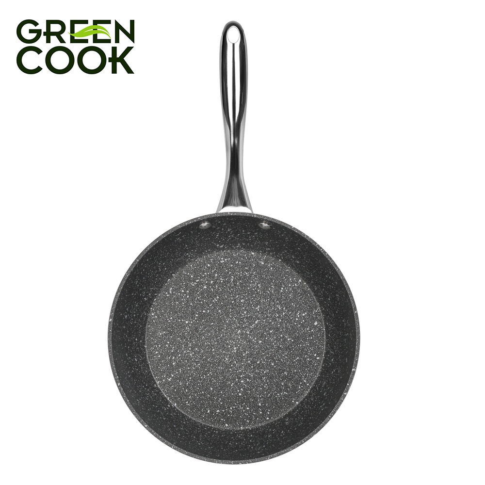 Chảo đáy từ vân đá hoa cương chống dính Green Cook GCP08 sâu lòng tay cầm inox chống bỏng chắc chắn