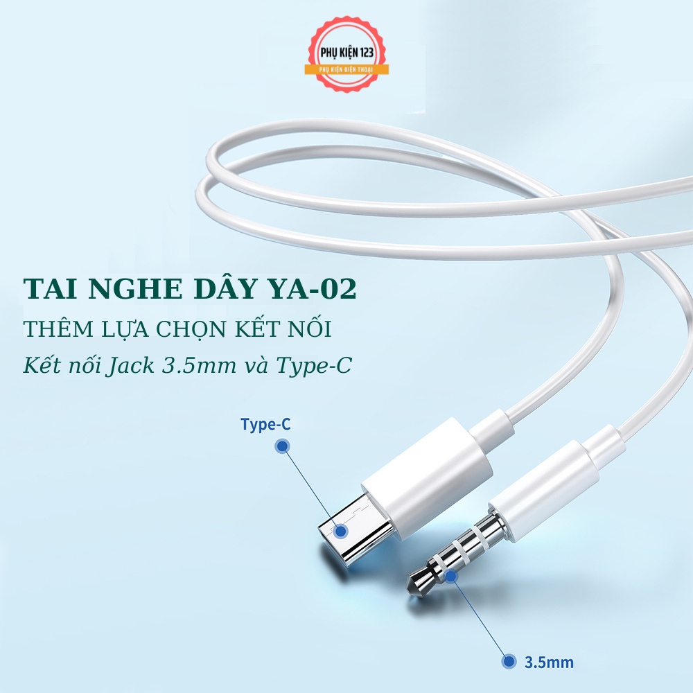 Tai nghe có dây Wekome YA-02 tích hợp đàm thoại, nghe nhạc, chơi game cho mọi thiết bị
