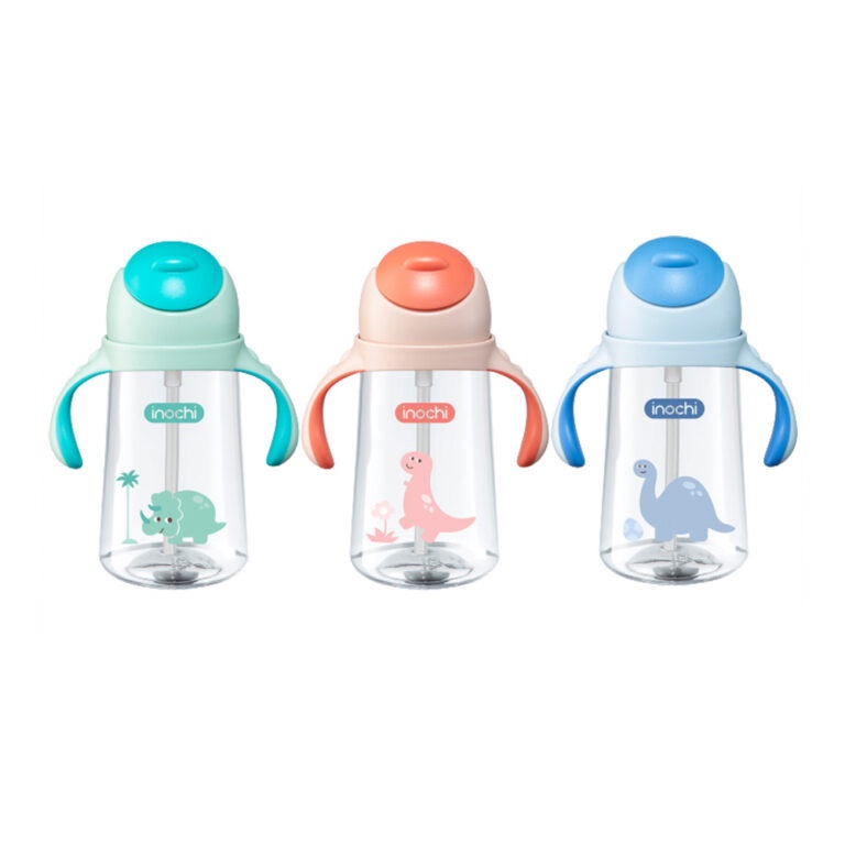 Bình uống nước cho bé Goki Dino INOCHI, bình tập uống có ống hút 470ml - Monnie Kids