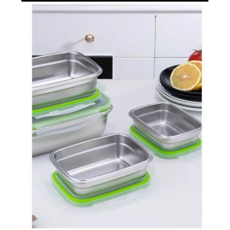 Set 3 hộp đựng thực phẩm inox 304 Hàn Quốc chống tràn