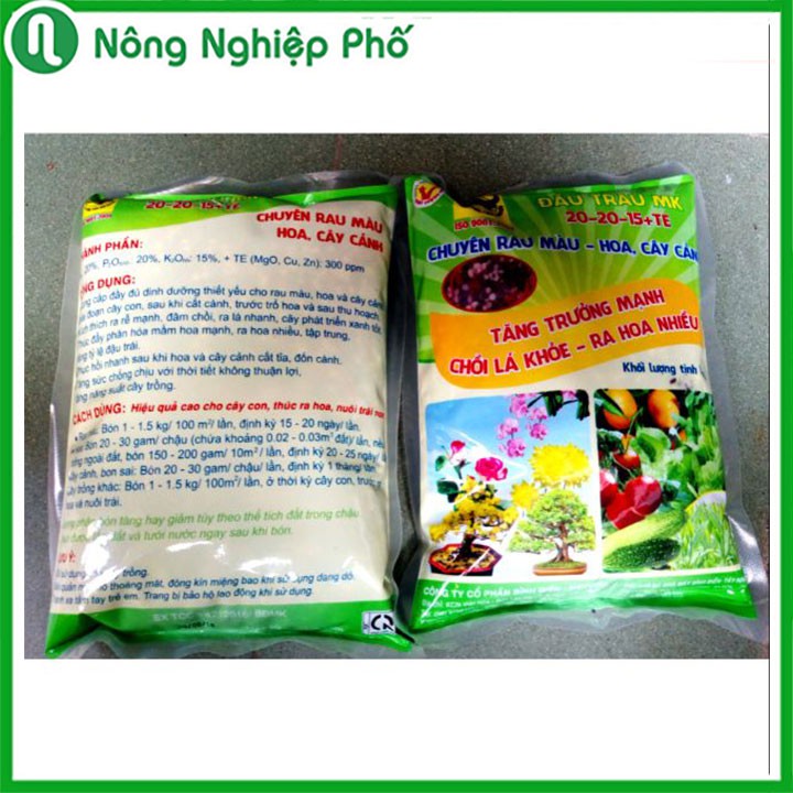 Phân Bón Đầu Trâu BĐ - MK NPK 20-20-15 Chuyên Cho Rau Màu & Hoa Kiểng Túi 1 Kg