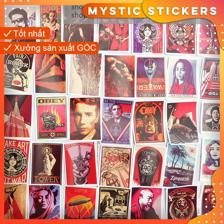 [OBEY] 65 Sticker chống nước/dán xe laptop mũ bảo hiểm vali...