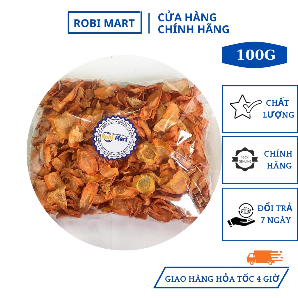 Cà rốt thái lát sấy lạnh Robimart gói 100gr - Lát đẹp hàng chính hãng