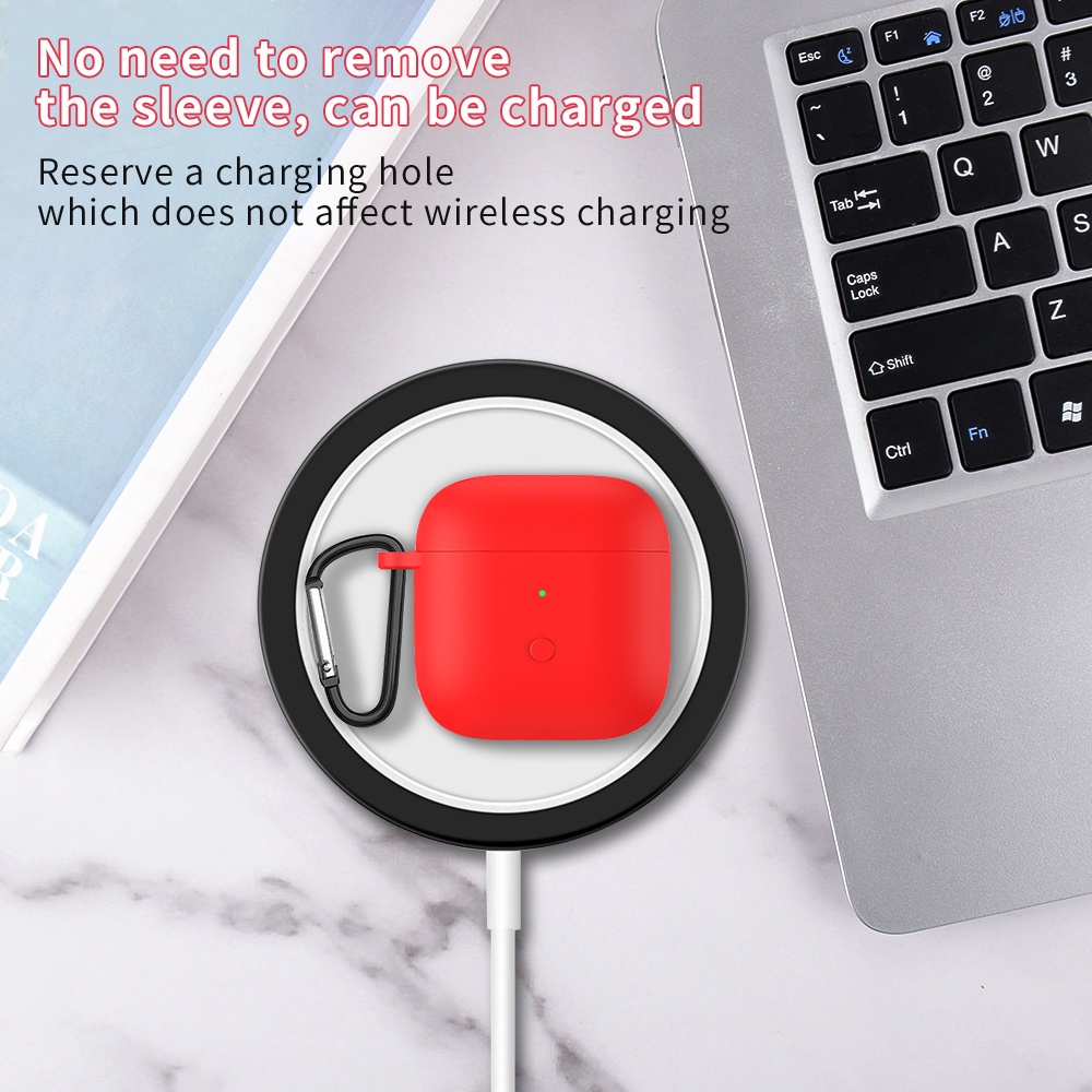 Vỏ Bảo Vệ Hộp Sạc Tai Nghe Redmi Buds 3 Bằng Silicon Chống Trầy Xước Kèm Móc Khóa Carabiner Tiện Dụng