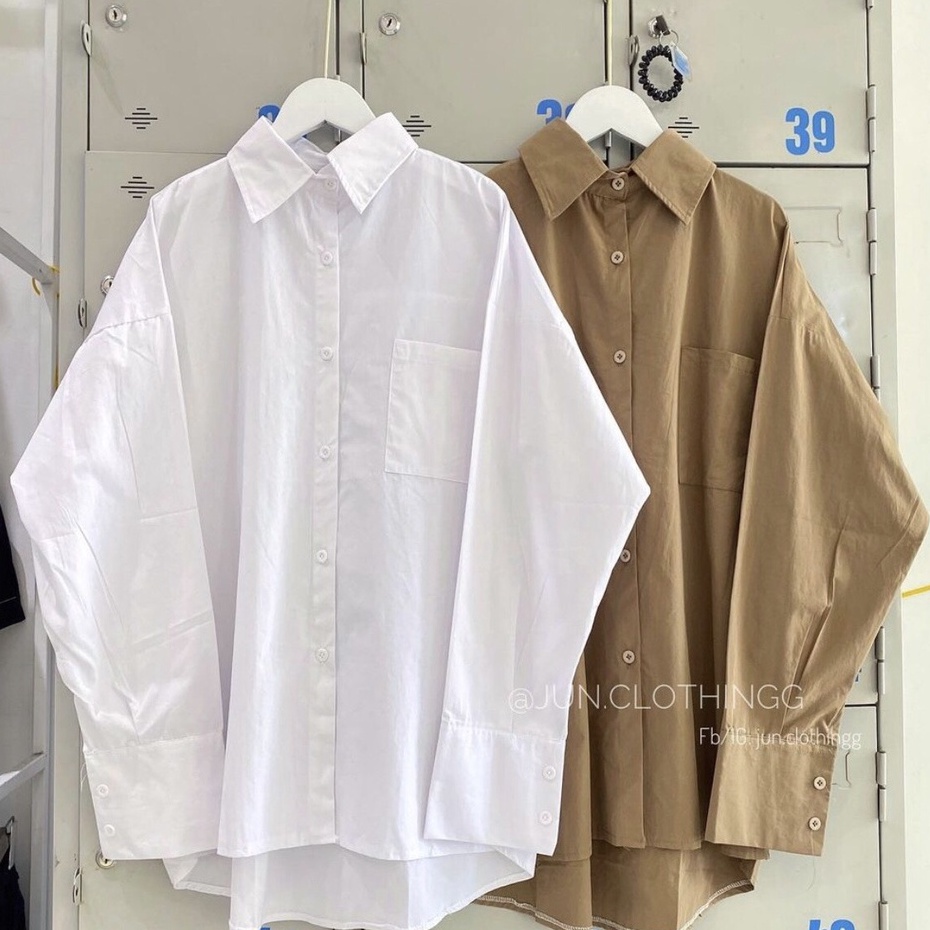 Áo Sơ Mi Nữ Dài Tay Form Rộng Túi Ngực - Ảnh Thật - Titto Closet