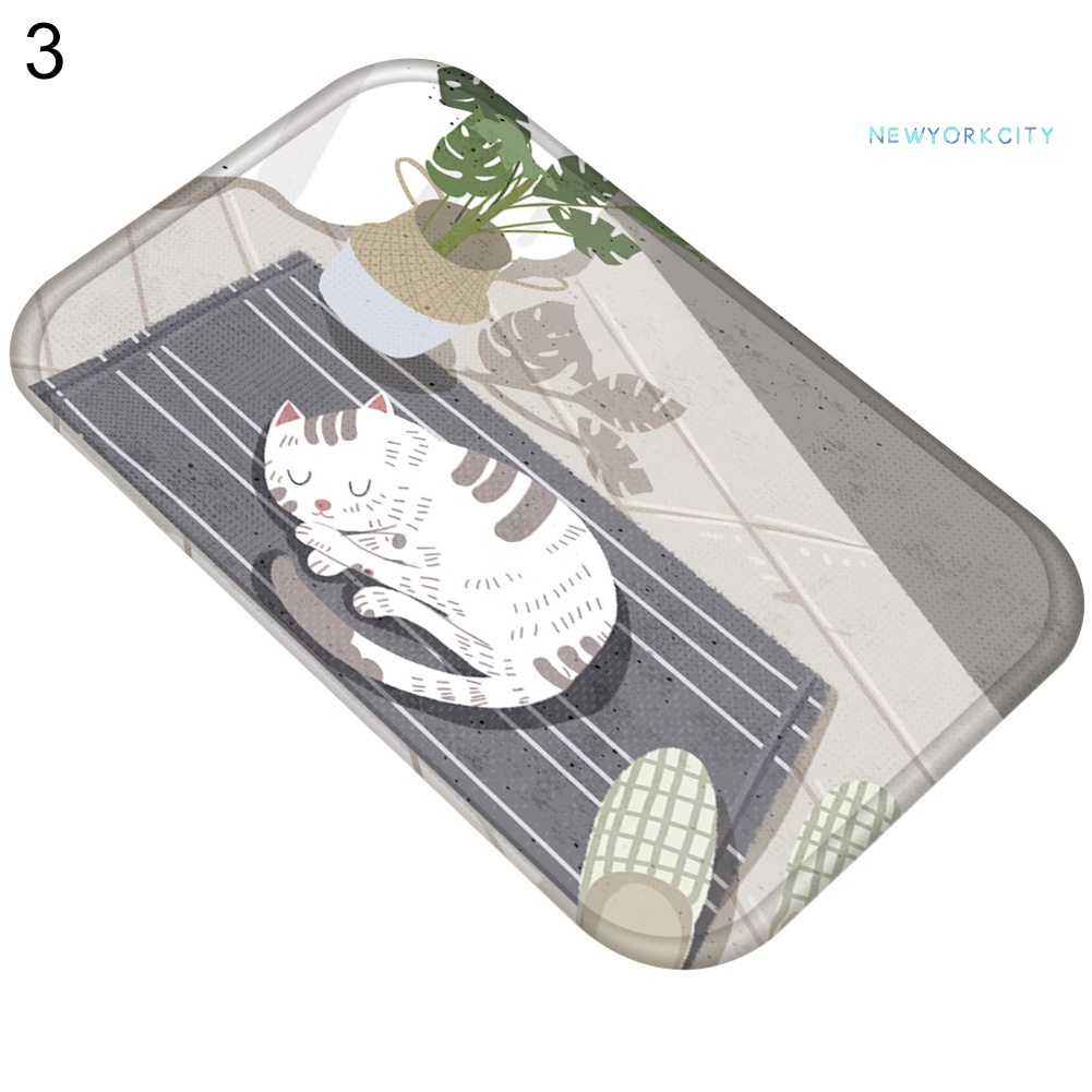 Thảm Chùi Chân Chống Trượt In Họa Tiết Mèo Dễ Thương Trang Trí Nhà Cửa