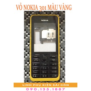 VỎ NOKIA 301 MÀU VÀNG KHÔNG PHÍM