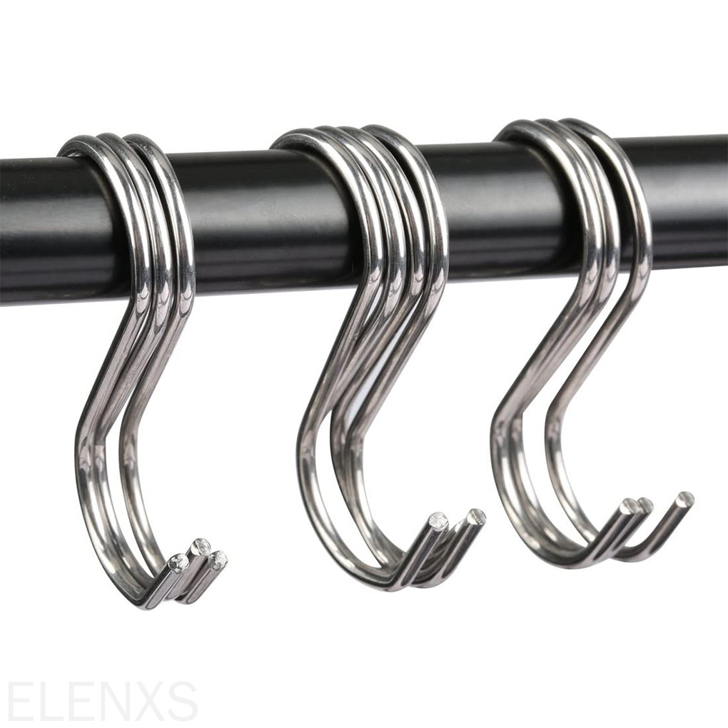 Set 10 móc treo hình chữ s bằng thép không gỉ tiện dụng cho nhà bếp