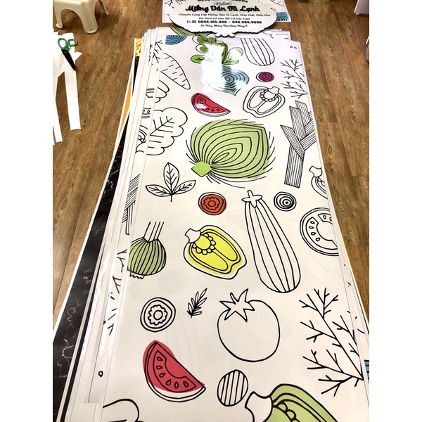 Miếng dán tủ lạnh rau củ vintage HUE DECOR siêu bền, chống nước