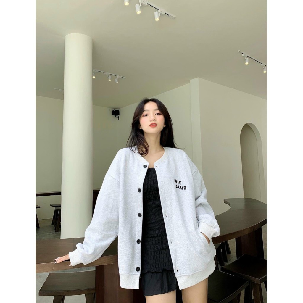 [Video+Ảnh Thật] Áo Khoác Nỉ Unisex Cardigan MIF CLUB Nam Nữ Ulzzang AK180 Kho Sỉ TD