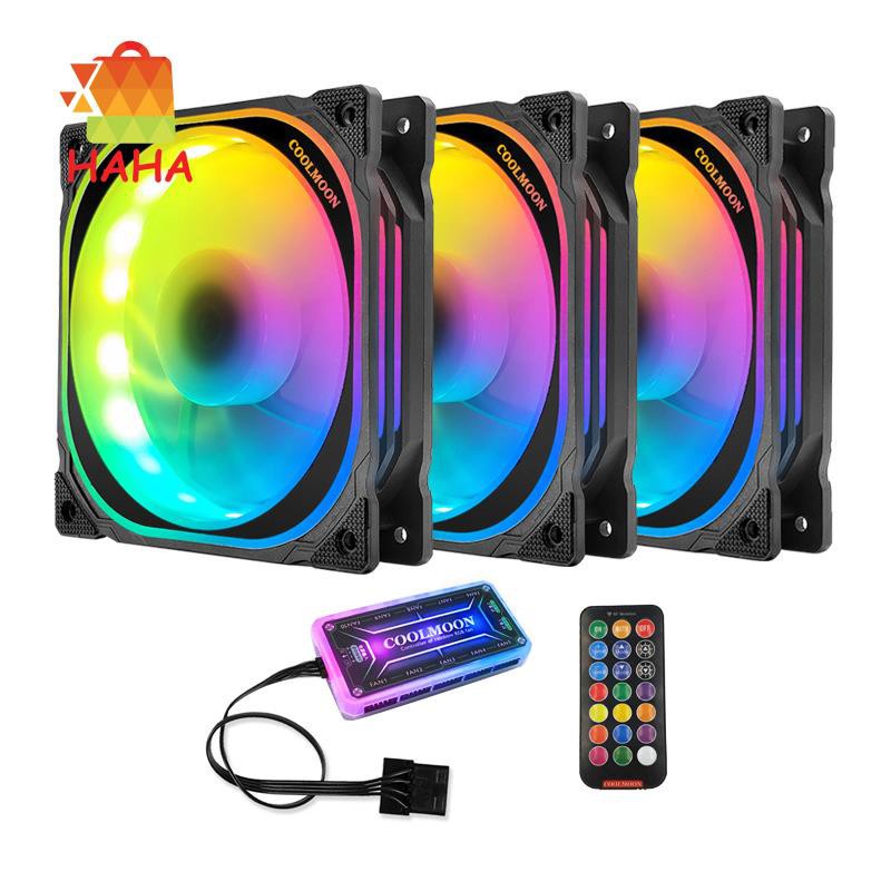 COOLMOON RGB Computer Case Fan, 12cm Computer CPU Case Fan (3PCS)