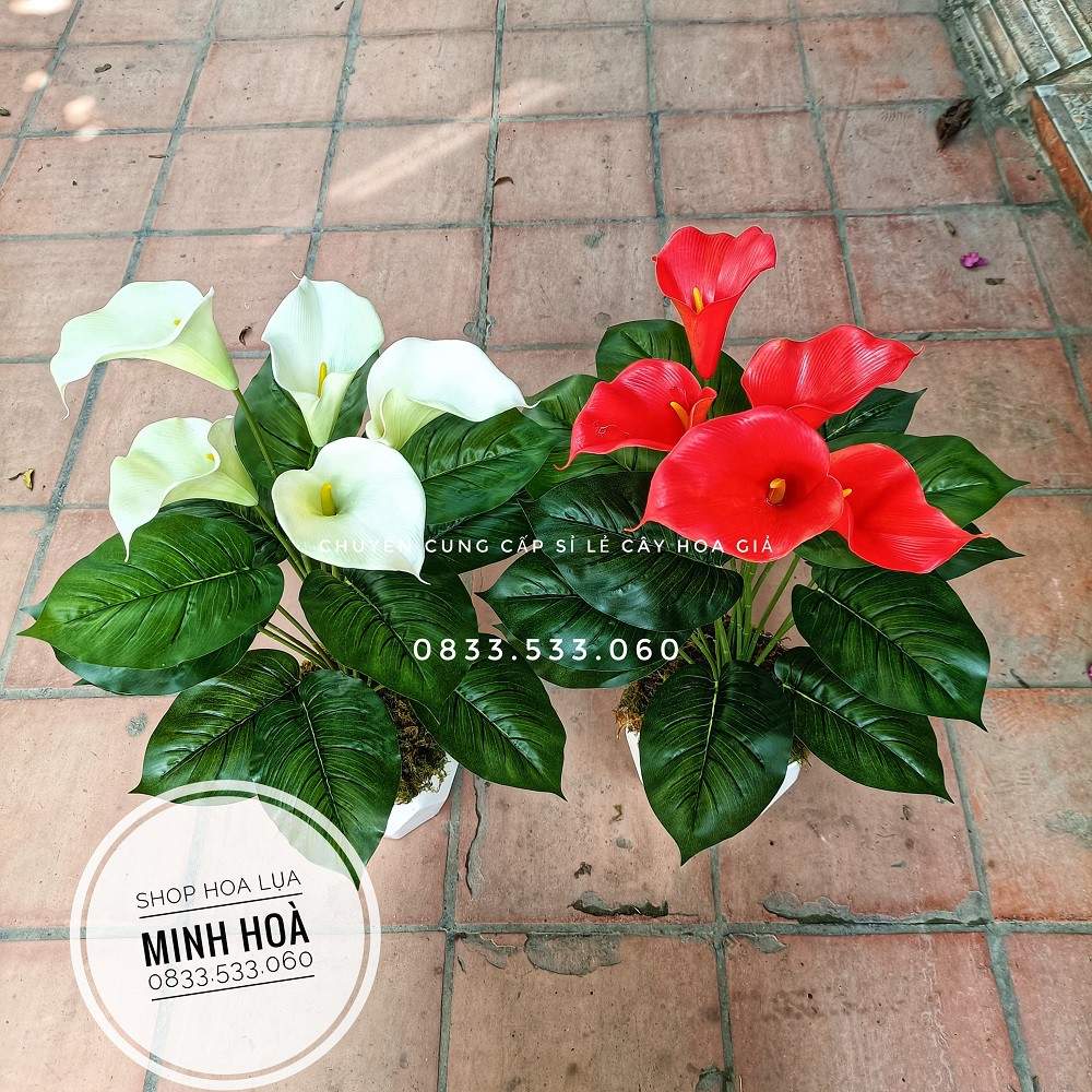 Cây Hoa Rum giả Cao 70cm, 5 bông - Ko kèm chậu - Cây cảnh giả trang trí nhà cửa,văn phòng,decor