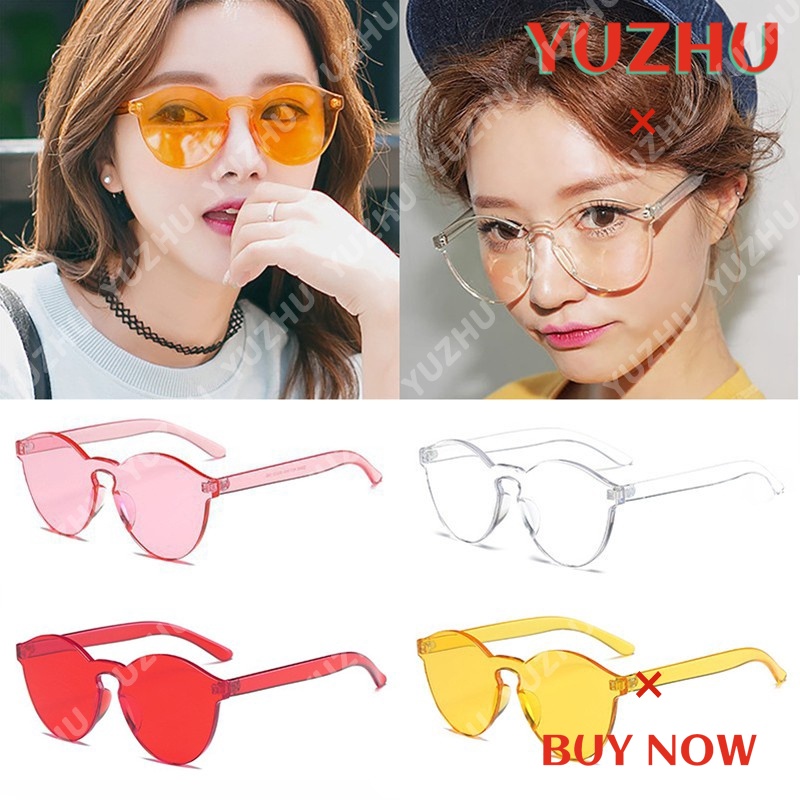 Kính mát mắt mèo chống tia UV400 tròng trong suốt 19 màu thời trang dành cho nữ