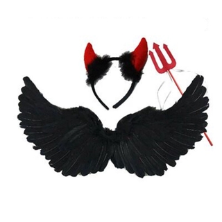 Bộ Cánh Thiên Thần Phối Lông Vũ Màu Trắng Đen Hóa Trang Halloween