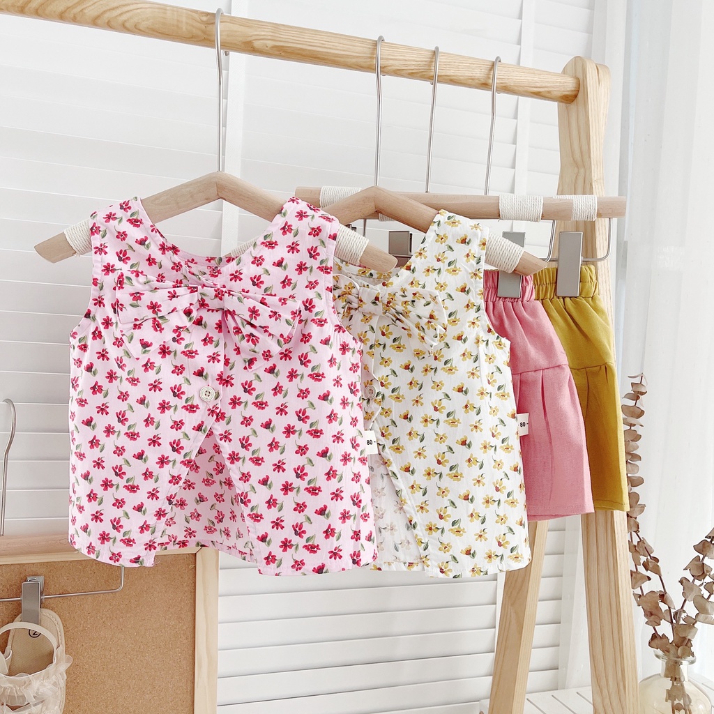 Bộ hè sát nách nơ lưng cho bé giá 8-19kg (1-5 tuổi)