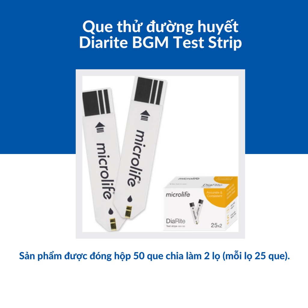 COMBO Máy đo đường huyết Microlife DiaRite BGM 300 và Que thử Microlife và Máy đo huyết áp bắp tay Microlife BP A7 Touch