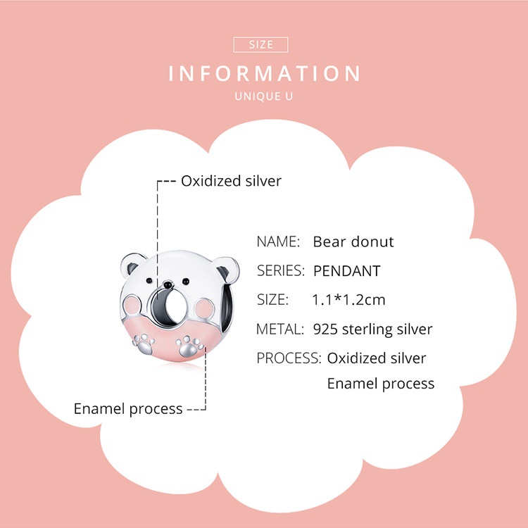 Hạt xỏ trang sức Bamoer SCC1875 BạC 925 tráng men hình động vật dễ thương