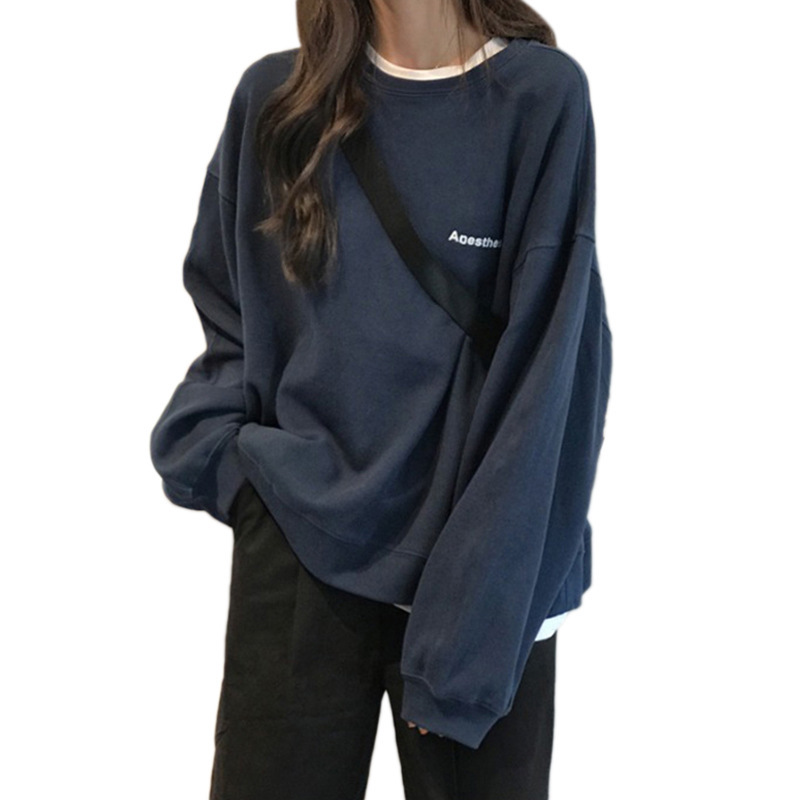 Áo Sweater Nữ Tay Dài Dáng Rộng In Chữ Phong Cách Hàn Quốc